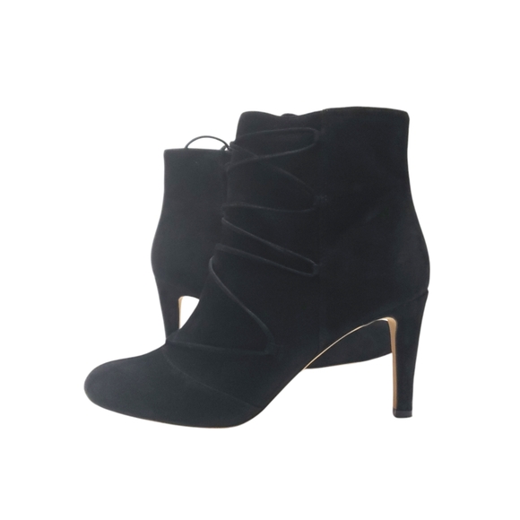 Vince Camuto Shoes - Vince Camuto Womens Chenai Lace Up Tie Ankle Booties Black Suede Sz 8.5